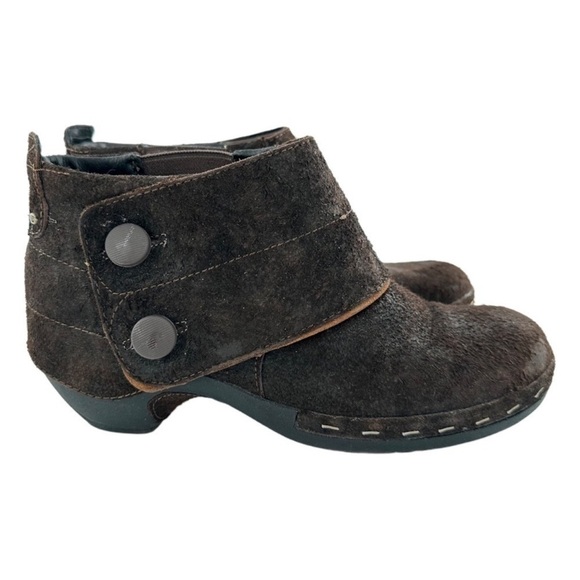 Merrell Luxe Brown Suede Leather Ankle Booties | Double Button Slip-On | Size 9 - Picture 1 of 12